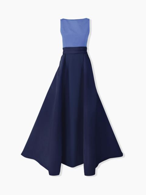 Color-Blocked Column Gown with Overskirt
