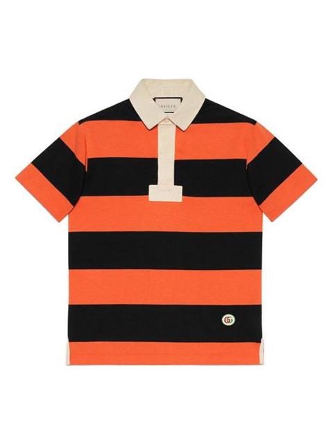 Gucci SS21 Striped Cotton Polo With Patch 'Orange Black' 645251-XJC6F-7252