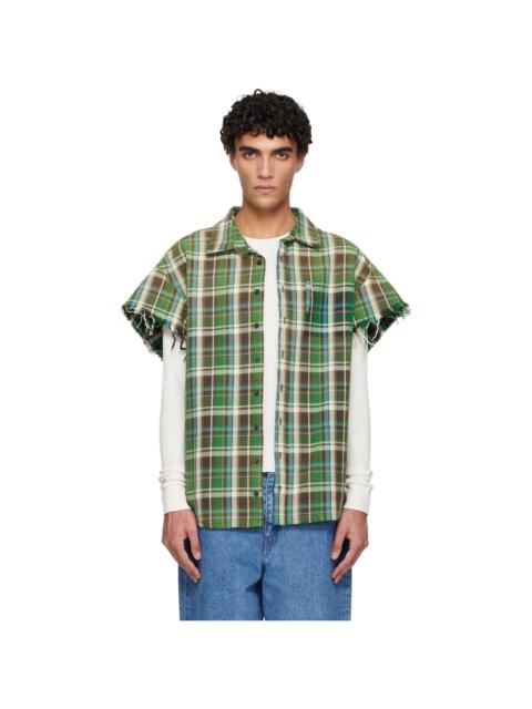 Green & Off-White Bender Cut Off Top Set