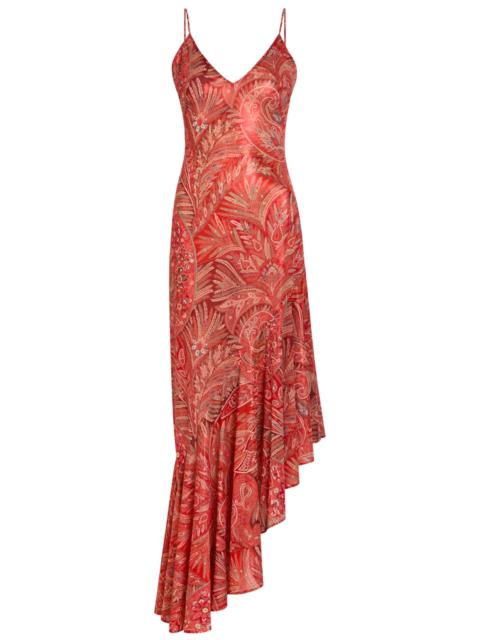 Etro Printed Asymmetric Chiffon Maxi Dress