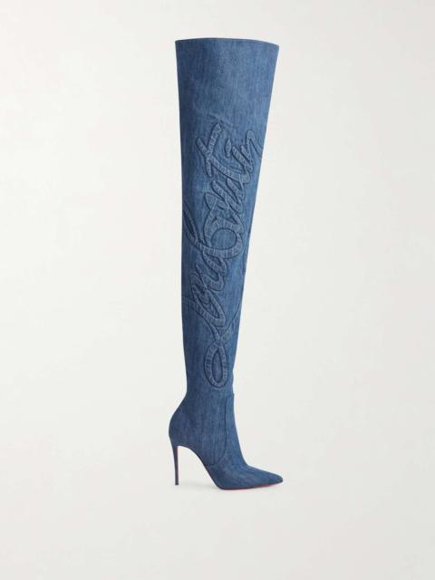 Kate Botta Loubijeans 100 denim pointed-toe over-the-knee boots