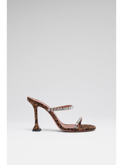 GIGI SLIPPER 95 LEOPARD PRINTED SUEDE AND WHITE CRYSTALS