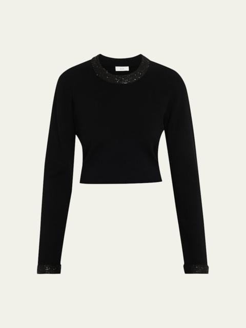 Marley Sequined Long-Sleeve Crop Top