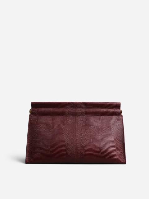 Large Leather Clutch in Burgundy