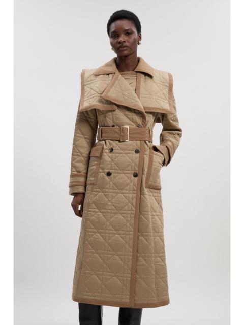 Quilted Padded Cord Mix Trench Coat