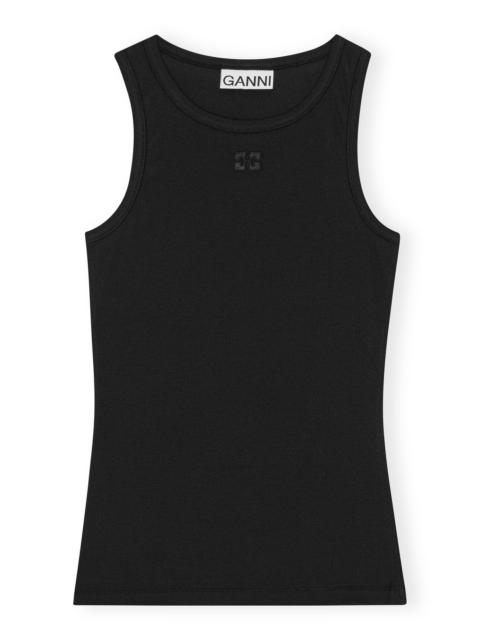 BLACK SOFT COTTON RIB TANK TOP