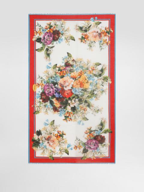 Flower bouquet-print cotton sarong