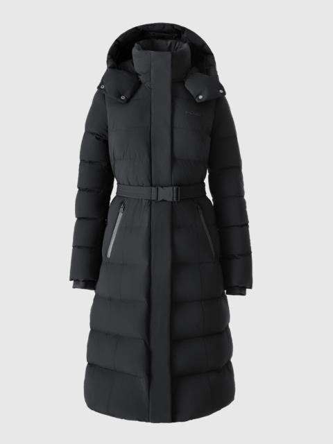 CORALIA-CITY Recycled Down Coat with Storm Visor and Belt