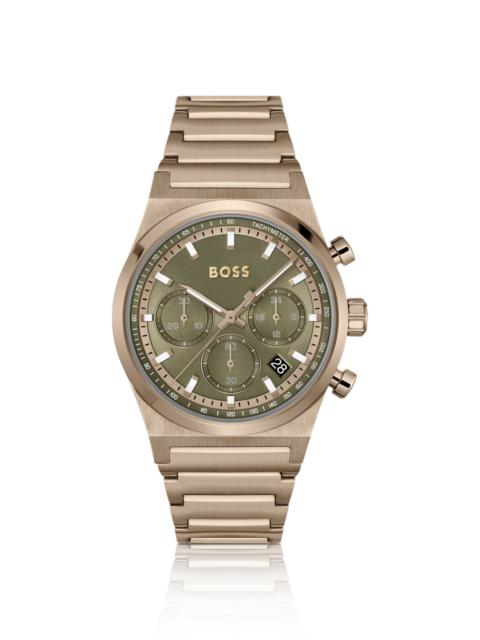 GOLD-TONE CHRONOGRAPH WATCH WITH LINK BRACELET
