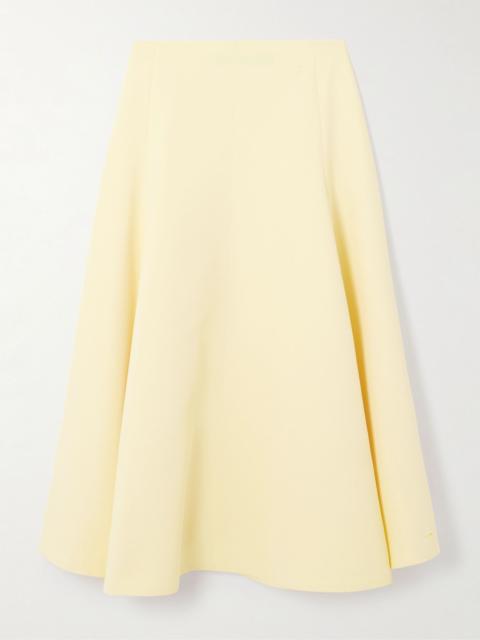 Triangle paneled crepe midi skirt Pastel yellow