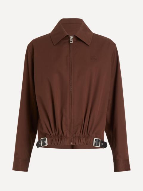 Brown Belted Silk Twill Jacket