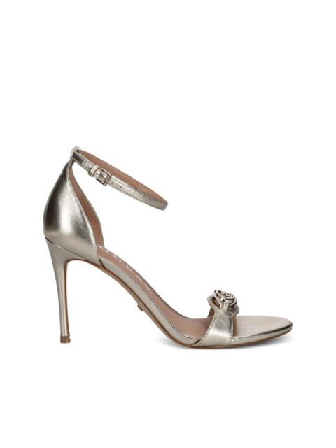 100mm ankle-strap logo-plaque pumps