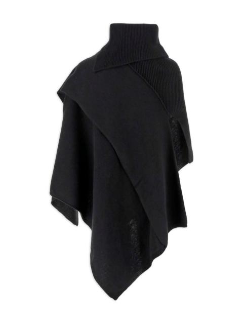 turtleneck ribbed-knit poncho