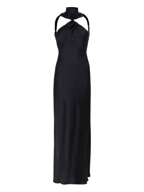 high-neck twisted maxi dress