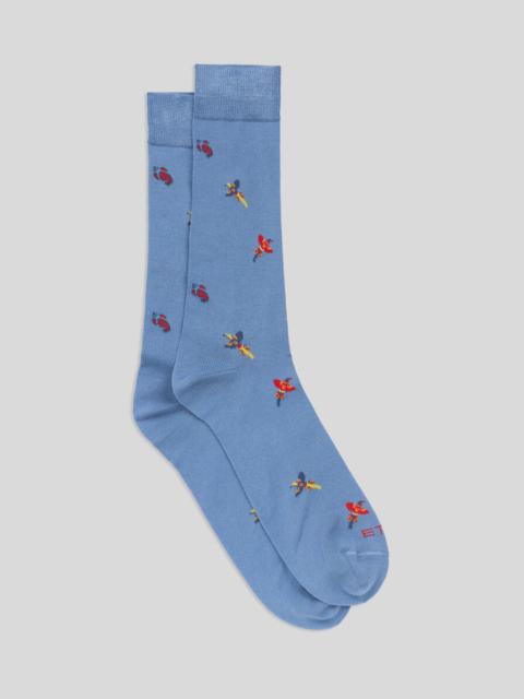 SOCKS WITH PAISLEY MOTIF AND BIRDS