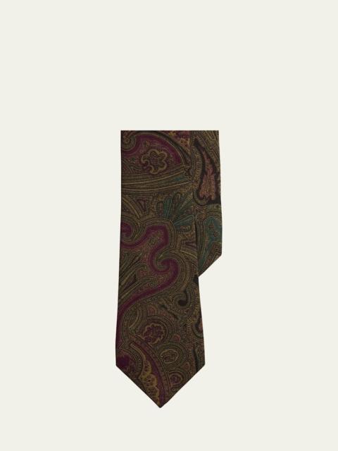 Men's Cotton and Cashmere Maxi-Paisley Silk Tie