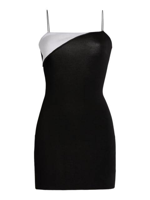Aro Asymmetric Fold-Over Mini Dress black