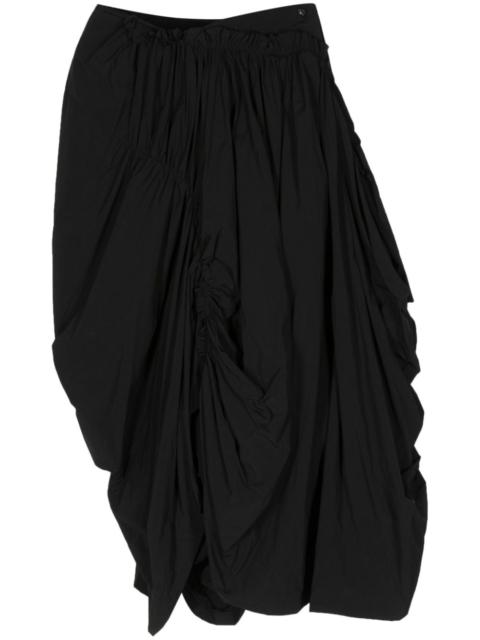 asymmetric draped midi skirt