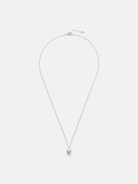 14kt gold pendant necklace with pearl and diamond