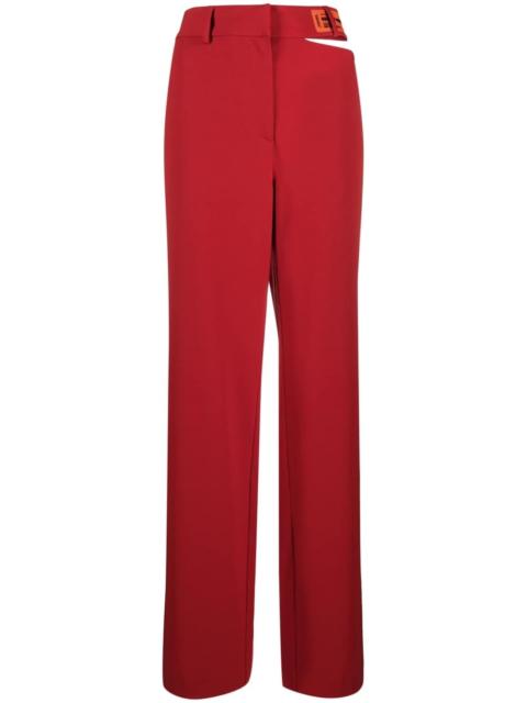 cut-out detail straight-leg trousers
