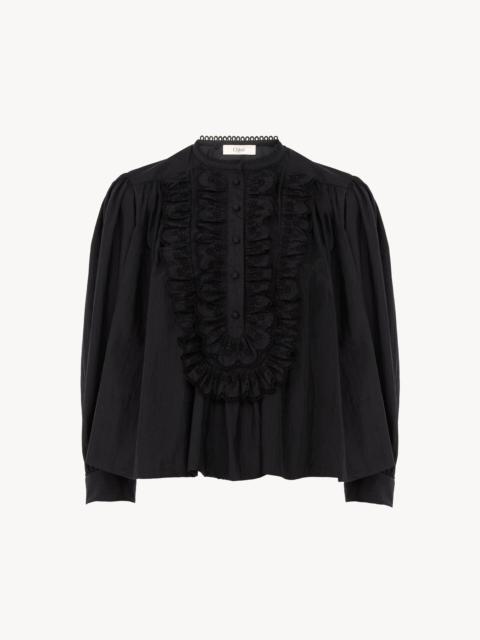 GATHERED RUFFLE TOP IN TECHNICAL TAFFETA