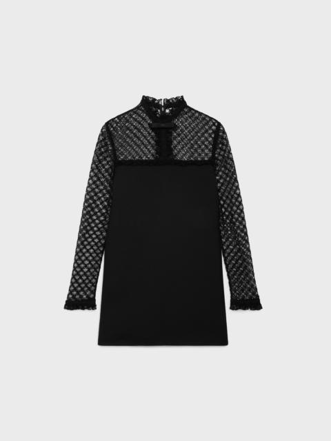 lace mini dress in diagonal wool