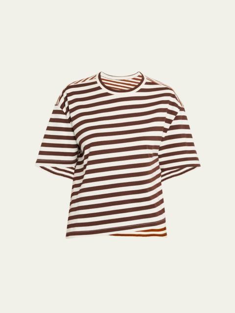 Striped Short-Sleeve Twisted T-Shirt