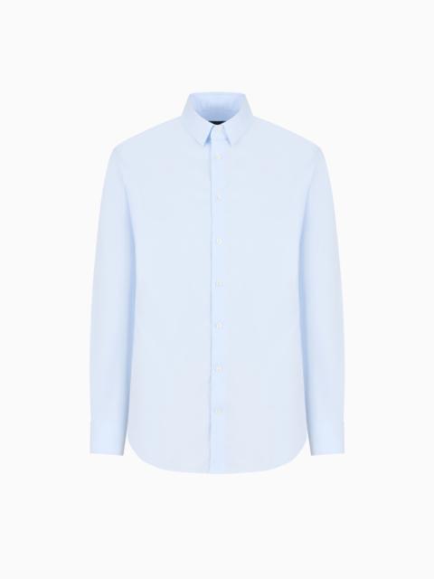 Stretch fabric shirt with collar stays