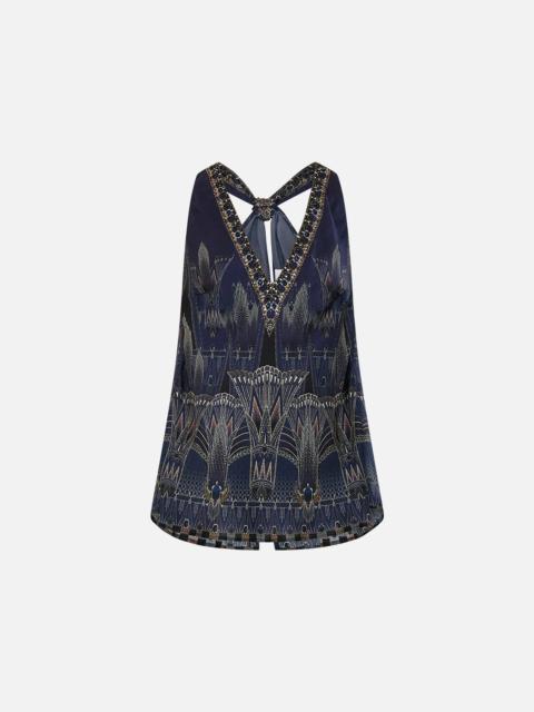 V NECK TOP WITH KNOT BACK