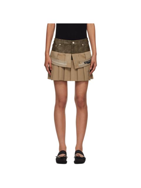 Beige Inside Out Pleats Miniskirt