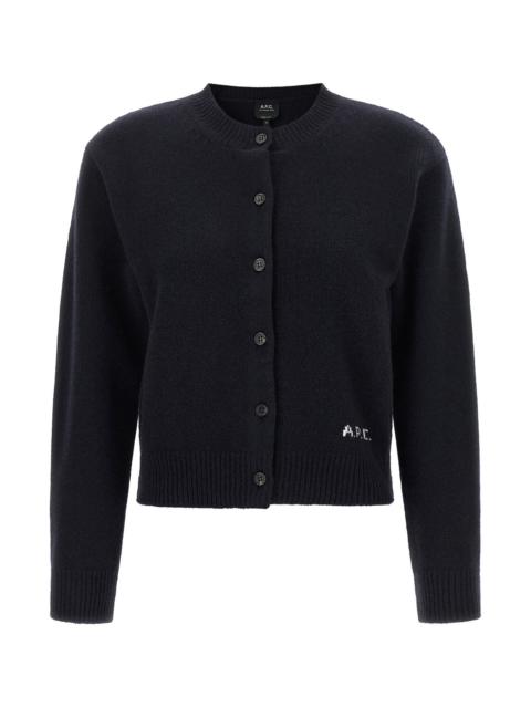 A. P.C. Lila' Wool Cardigan With Logo Intarsia