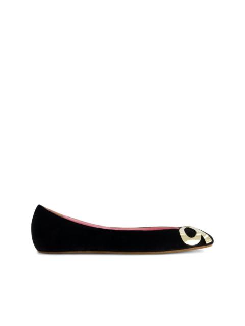 velvet bow-detail ballet flats