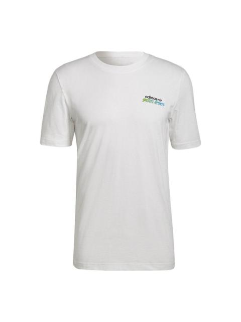 adidas originals Graphic Stoked Fish Flowers T-shirt 'White Multi-Color' HC7143