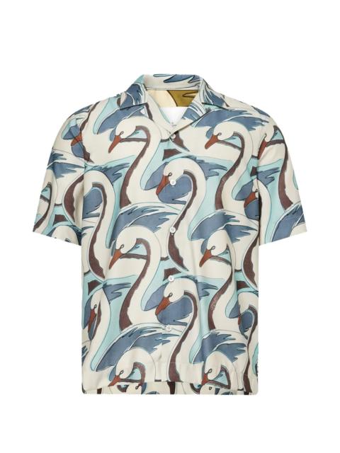 swan-print shirt