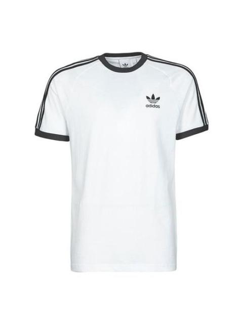 adidas originals Adicolor Classics Embroidered Logo Stripe Sports Short Sleeve White GN3494