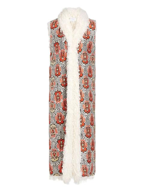 ikat-jacquard sleeveless coat