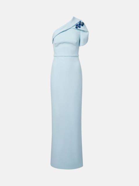 One-shoulder heavy crêpe gown