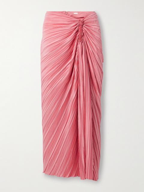 Sonoma Draped Plissé-satin Midi Skirt
