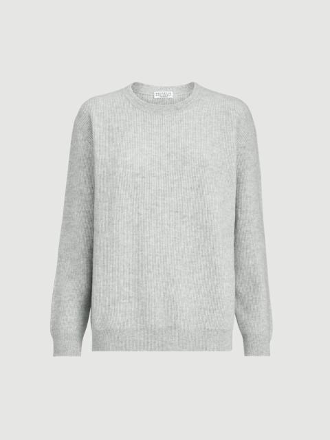 Cashmere English rib sweater with monili