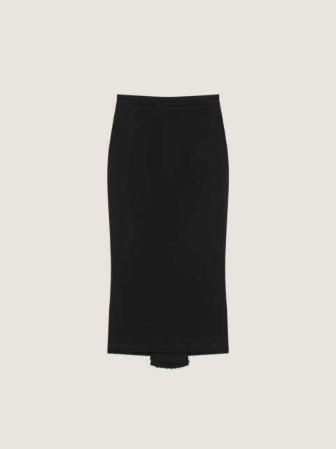 MIDI KICKBACK SKIRT IN WOOL