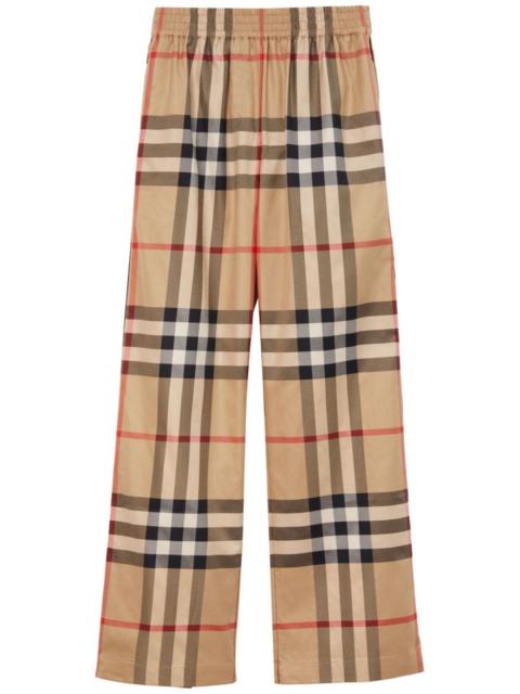 check-pattern cotton trousers
