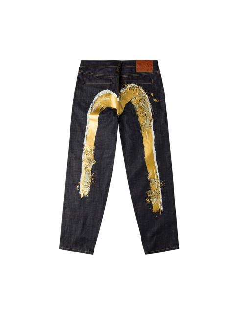Handbrush Daicock Print with Wave Embroidery  Relax Fit Jeans
