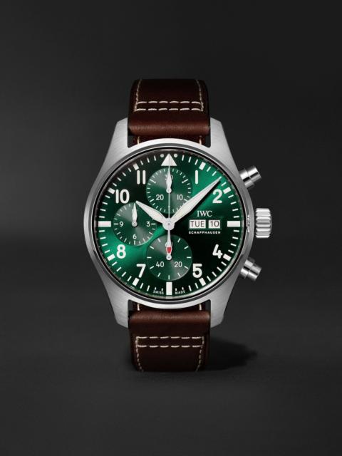 Pilot's Automatic Chronograph 41mm Stainless Steel and Leather Watch, Ref. No. IW388103 Green