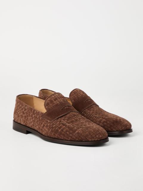 Braided suede penny loafers