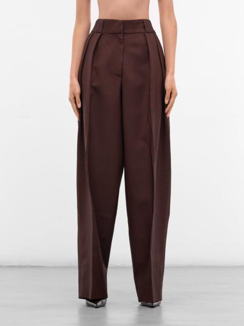 Brown Wool Wide Leg Trousers