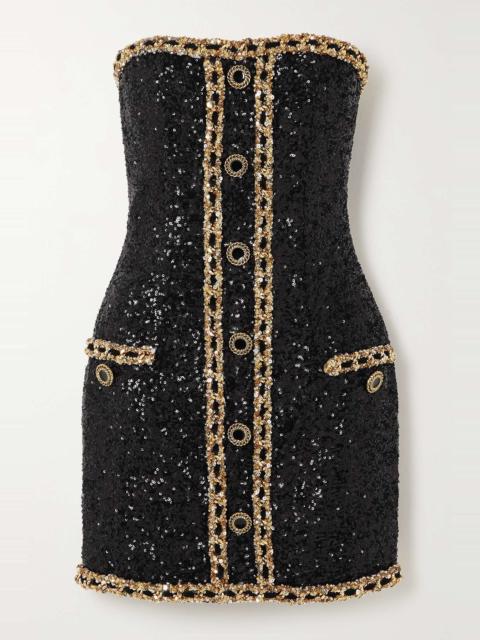 Strapless sequined stretch-crepe mini dress