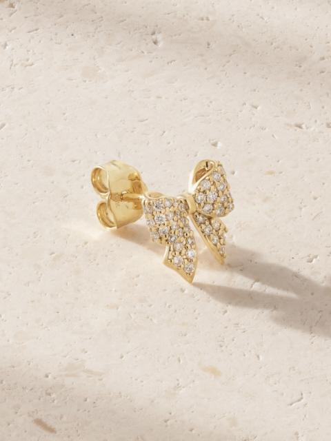 Small Bow 14-karat Gold Diamond Single Earring
