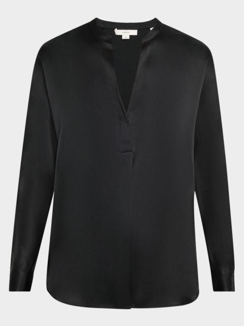Silk Band-Collar Blouse