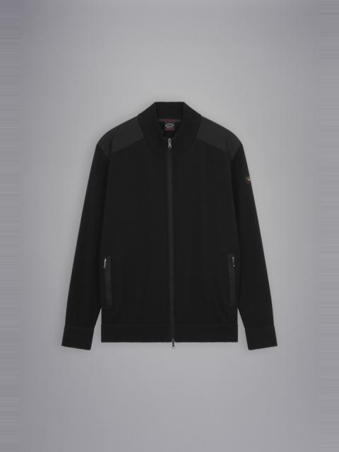 WOOL FULL ZIP SWEATER WITH ICONIC BADGE