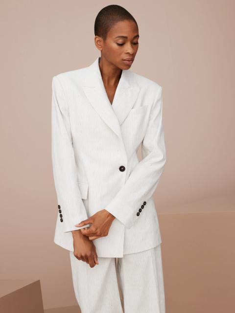 Brunello Cucinelli Striped comfort linen and cotton blazer